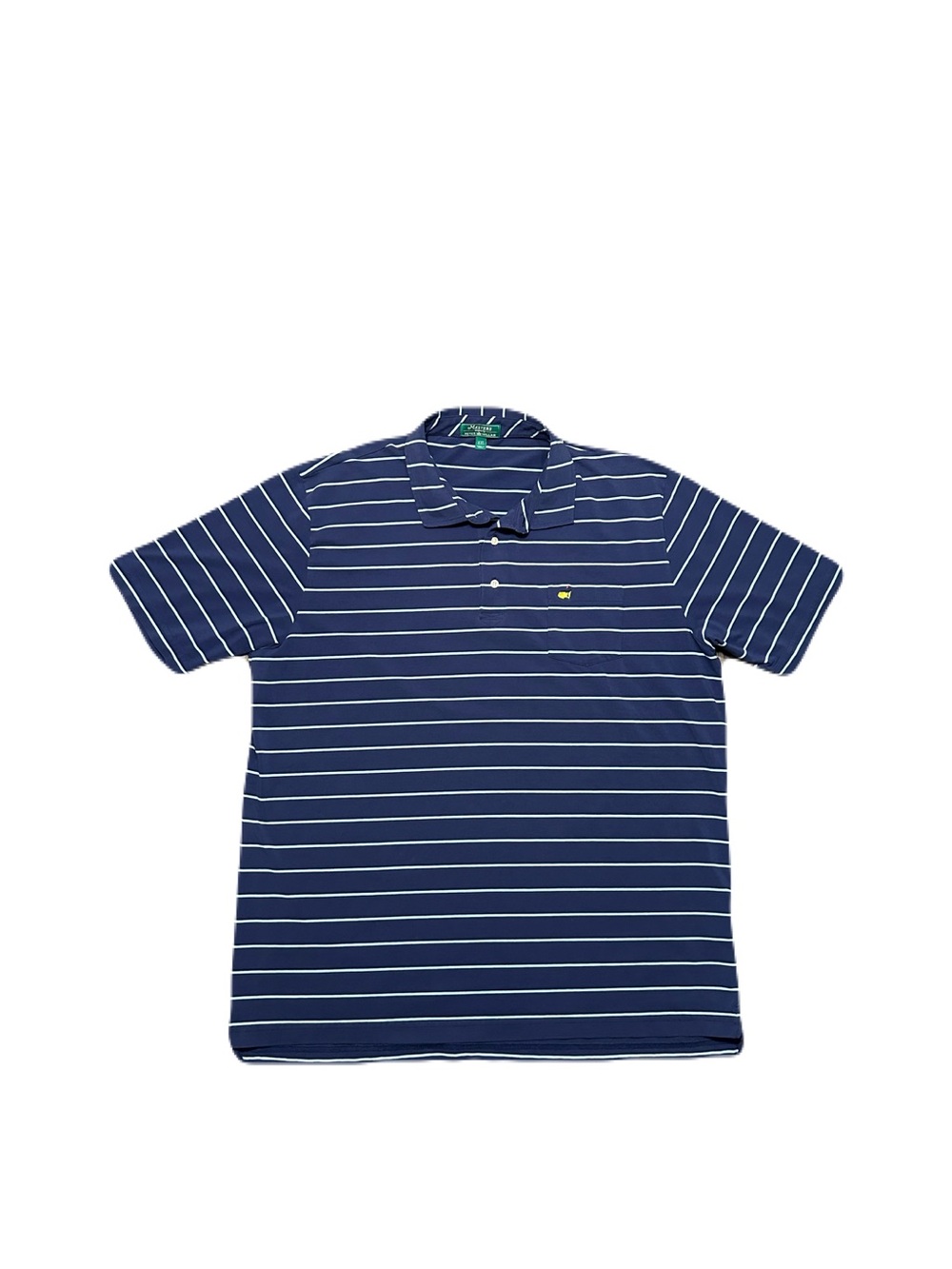 Masters Designed by Peter Millar Polo Shirt 2XL Blue White Stripe Stretch Cotton